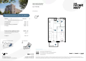 2 pokoje, mieszkanie 42,57 m², piętro 5, oferta nr A1.1.5.M21, Nowe Promenady, Wrocław, Kleczków, Psie Pole, ul. Czesława Miłosza