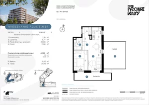 2 pokoje, mieszkanie 42,66 m², piętro 6, oferta nr A2.4.6.M51, Nowe Promenady, Wrocław, Kleczków, Psie Pole, ul. Czesława Miłosza