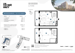 3 pokoje, apartament 60,19 m², piętro 6, oferta nr C.1.6.M57, Nowe Promenady 2, Wrocław, Kleczków, Psie Pole, ul. Czesława Miłosza/Jana Czochralskiego