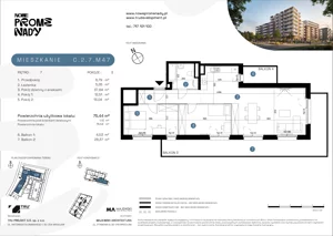 3 pokoje, apartament 75,44 m², piętro 7, oferta nr C.2.7.M47, Nowe Promenady 2, Wrocław, Kleczków, Psie Pole, ul. Czesława Miłosza/Jana Czochralskiego