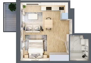 1 pokój, mieszkanie 31,59 m², piętro 1, oferta nr A1.1.1.M6, Nowe Promenady, Wrocław, Kleczków, Psie Pole, ul. Czesława Miłosza