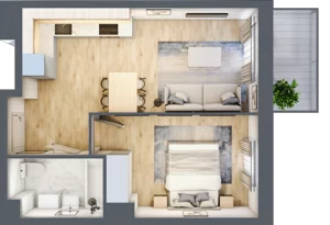 2 pokoje, mieszkanie 37,69 m², piętro 1, oferta nr A1.2.1.M5, Nowe Promenady, Wrocław, Kleczków, Psie Pole, ul. Czesława Miłosza