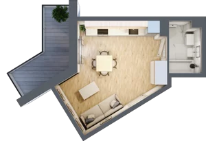 1 pokój, mieszkanie 25,40 m², piętro 4, oferta nr A1.2.4.M20, Nowe Promenady, Wrocław, Kleczków, Psie Pole, ul. Czesława Miłosza
