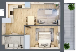 2 pokoje, mieszkanie 37,66 m², piętro 3, oferta nr A2.3.3.M14, Nowe Promenady, Wrocław, Kleczków, Psie Pole, ul. Czesława Miłosza