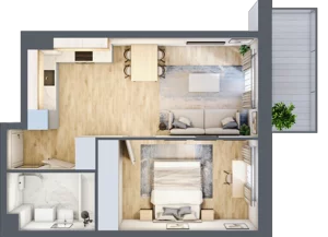 2 pokoje, mieszkanie 40,46 m², piętro 5, oferta nr A2.5.5.M18, Nowe Promenady, Wrocław, Kleczków, Psie Pole, ul. Czesława Miłosza
