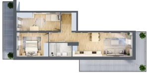 3 pokoje, mieszkanie 60,76 m², piętro 7, oferta nr A2.5.7.M28, Nowe Promenady, Wrocław, Kleczków, Psie Pole, ul. Czesława Miłosza