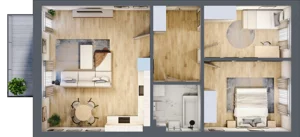 3 pokoje, mieszkanie 66,10 m², piętro 1, oferta nr B3, Błękitne Aleje Etap XV, Bielany Wrocławskie, ul. Filmowa