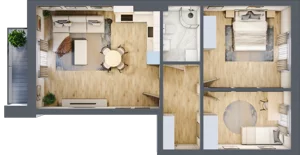 3 pokoje, mieszkanie 63,55 m², piętro 2, oferta nr A8, Błękitne Aleje Etap XV, Bielany Wrocławskie, ul. Filmowa