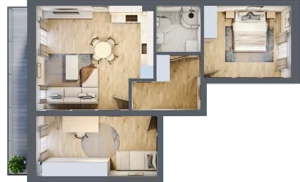3 pokoje, mieszkanie 64,12 m², parter, oferta nr B2, Błękitne Aleje Etap XV, Bielany Wrocławskie, ul. Filmowa