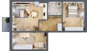 3 pokoje, mieszkanie 69,47 m², piętro 2, oferta nr B6, Błękitne Aleje Etap XV, Bielany Wrocławskie, ul. Filmowa