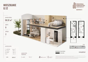 2 pokoje, mieszkanie 38,32 m², parter, oferta nr B.00.12., Wima Apartments, Łódź, Widzew, Stary Widzew, al. Piłsudskiego 135