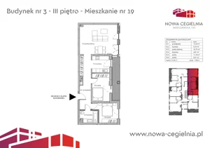 3 pokoje, mieszkanie 72,06 m², piętro 3, oferta nr 3/M19, Nowa Cegielnia bud. 3 i 4, Gorzów Wielkopolski, Janice, ul. Warszawska 185