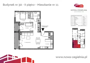 3 pokoje, mieszkanie 74,83 m², piętro 2, oferta nr 3A/M/11, Nowa Cegielnia bud. 3 i 4, Gorzów Wielkopolski, Janice, ul. Warszawska 185
