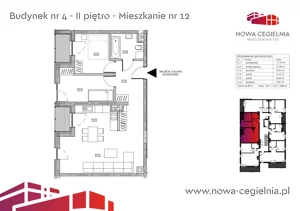 3 pokoje, mieszkanie 62,95 m², piętro 2, oferta nr 4/M12, Nowa Cegielnia bud. 3 i 4, Gorzów Wielkopolski, Janice, ul. Warszawska 185