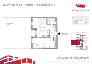 2 pokoje, mieszkanie 49,78 m², parter, oferta nr 4A/M1, Nowa Cegielnia bud. 3 i 4, Gorzów Wielkopolski, Janice, ul. Warszawska 185