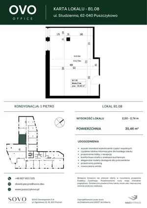Biuro 35,46 m², oferta nr B/1/08, OVO Office, Puszczykowo, ul. Studzienna