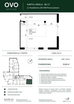Biuro 55,90 m², oferta nr B/1/17, OVO Office, Puszczykowo, ul. Studzienna