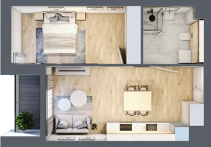 2 pokoje, mieszkanie 41,88 m², piętro 1, oferta nr A07, Kamienica Calisia, Kalisz, Śródmieście, ul. Złota 20A