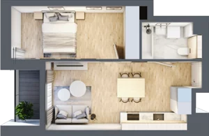 2 pokoje, mieszkanie 36,71 m², piętro 2, oferta nr A21, Kamienica Calisia, Kalisz, Śródmieście, ul. Złota 20A