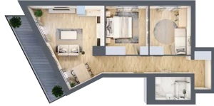 3 pokoje, mieszkanie 57,40 m², piętro 1, oferta nr B14, Dąbrowskiego 9, Szczecin, Zachód, Nowe Miasto, ul. Dąbrowskiego / Piekary