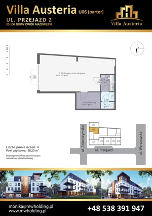 Lokal użytkowy 58,20 m², oferta nr U06, Villa Austeria - lokale usługowe, Nowy Dwór Mazowiecki, Kępa Nowodworska, Kępa Nowodworska, ul. Przejazd 2