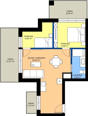 3 pokoje, lokal inwestycyjny 46,77 m², piętro 2, oferta nr A17, Tatrzański Resort, Białka Tatrzańska, ul. Środkowa 75