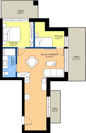 3 pokoje, lokal inwestycyjny 53,23 m², piętro 2, oferta nr A18, Tatrzański Resort, Białka Tatrzańska, ul. Środkowa 75