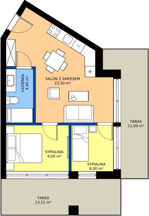 3 pokoje, lokal inwestycyjny 42,99 m², piętro 1, oferta nr A11, Tatrzański Resort, Białka Tatrzańska, ul. Środkowa 75