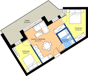 3 pokoje, lokal inwestycyjny 44,44 m², piętro 1, oferta nr A16, Tatrzański Resort, Białka Tatrzańska, ul. Środkowa 75