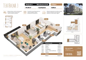 3 pokoje, apartament 70,39 m², piętro 3, oferta nr A3.04, Teatralna 3 - budynek A, Sosnowiec, Śródmieście, ul. Teatralna 1