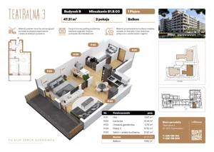 2 pokoje, apartament 47,31 m², piętro 1, oferta nr B1.B.03, Teatralna 3 - budynek B, Sosnowiec, Śródmieście, ul. Teatralna 1