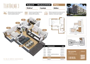 3 pokoje, apartament 70,65 m², piętro 1, oferta nr B1.B.08, Teatralna 3 - budynek B, Sosnowiec, Śródmieście, ul. Teatralna 1