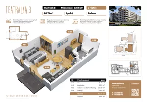 1 pokój, apartament 40,75 m², piętro 2, oferta nr B2.B.09, Teatralna 3 - budynek B, Sosnowiec, Śródmieście, ul. Teatralna 1