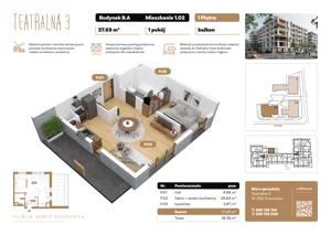 1 pokój, apartament 37,69 m², piętro 1, oferta nr B1.A.02, Teatralna 3 - budynek B, Sosnowiec, Śródmieście, ul. Teatralna 1