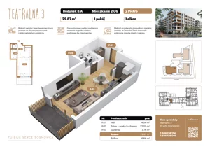 1 pokój, apartament 29,87 m², piętro 2, oferta nr B2.A.06, Teatralna 3 - budynek B, Sosnowiec, Śródmieście, ul. Teatralna 1
