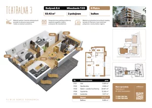 2 pokoje, apartament 56,55 m², piętro 7, oferta nr B7.A.03, Teatralna 3 - budynek B, Sosnowiec, Śródmieście, ul. Teatralna 1
