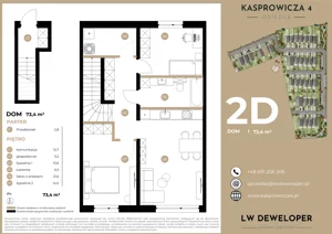 3 pokoje, mieszkanie 73,40 m², piętro 1, oferta nr 2D, Osiedle Kasprowicza 4, Łódź, Widzew, Widzew-Wschód, ul. Kasprowicza 4
