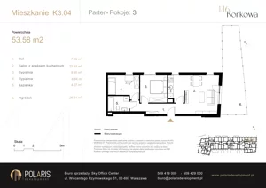 3 pokoje, mieszkanie 53,58 m², parter, oferta nr K3.04, Korkowa 146, Warszawa, Wawer, ul. Korkowa 146
