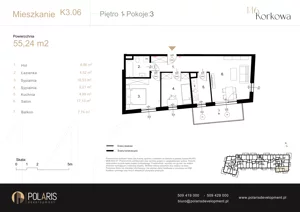3 pokoje, mieszkanie 55,24 m², piętro 1, oferta nr K3.06, Korkowa 146, Warszawa, Wawer, ul. Korkowa 146