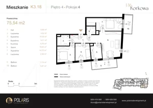 4 pokoje, mieszkanie 75,54 m², piętro 4, oferta nr K3.18, Korkowa 146, Warszawa, Wawer, ul. Korkowa 146