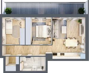 3 pokoje, mieszkanie 52,50 m², piętro 1, oferta nr M7, Aleja Krakowska 201, Warszawa, Włochy, Raków, al. Krakowska 201