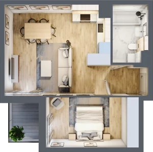 2 pokoje, mieszkanie 46,79 m², piętro 1, oferta nr M12, Aleja Krakowska 201, Warszawa, Włochy, Raków, al. Krakowska 201