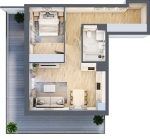 2 pokoje, mieszkanie 48,57 m², piętro 2, oferta nr M17, Aleja Krakowska 201, Warszawa, Włochy, Raków, al. Krakowska 201