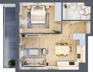 2 pokoje, mieszkanie 42,62 m², piętro 3, oferta nr M51, Aleja Krakowska 201, Warszawa, Włochy, Raków, al. Krakowska 201