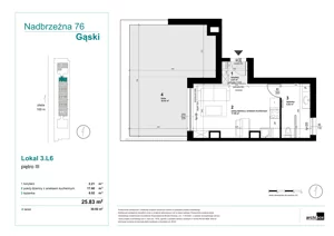 1 pokój, apartament inwestycyjny 25,83 m², piętro 3, oferta nr 3.L6, Goose Bay, Gąski, ul. Nadbrzeżna 76