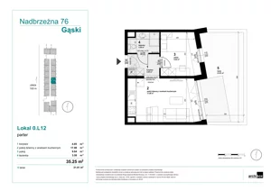 2 pokoje, apartament inwestycyjny 35,25 m², parter, oferta nr 0.L12, Goose Bay, Gąski, ul. Nadbrzeżna 76