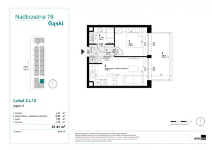 2 pokoje, apartament inwestycyjny 31,41 m², piętro 2, oferta nr 2.L15, Goose Bay, Gąski, ul. Nadbrzeżna 76