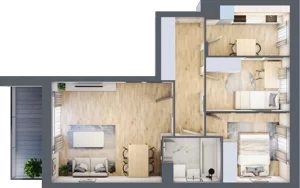 3 pokoje, mieszkanie 57,51 m², piętro 1, oferta nr B1.10, Nova Daliova, Lublin, Ponikwoda, ul. Daliowa
