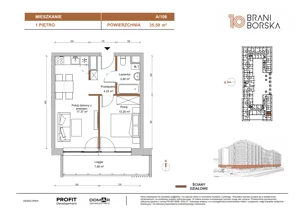 2 pokoje, mieszkanie 35,59 m², piętro 1, oferta nr BN10/A/106, Braniborska 10 , Wrocław, Stare Miasto, Śródmieście, ul. Braniborska 10