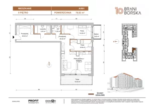 3 pokoje, mieszkanie 78,93 m², piętro 9, oferta nr BN10/A/901, Braniborska 10 , Wrocław, Stare Miasto, Śródmieście, ul. Braniborska 10